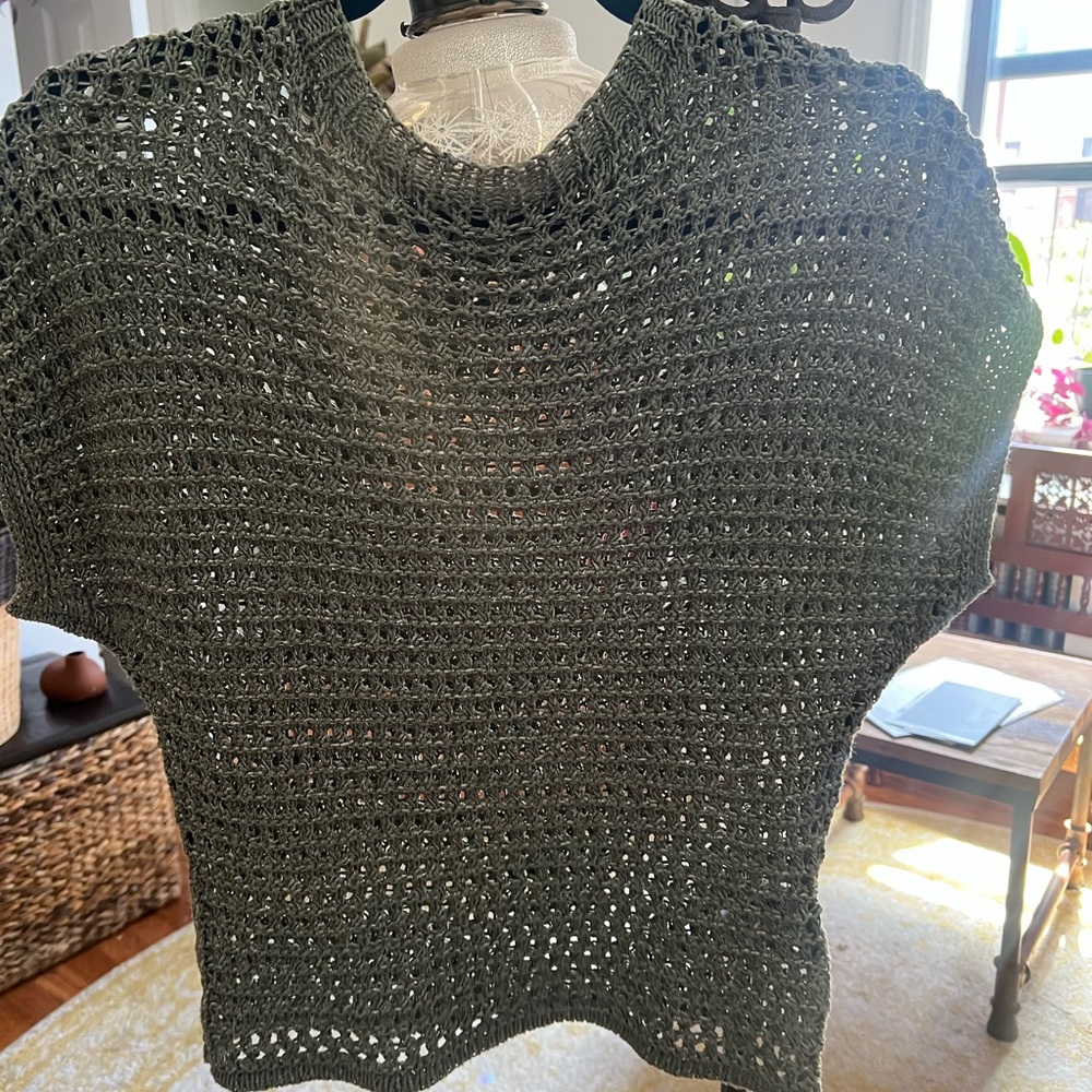 Zara Olive Knit Mesh Top